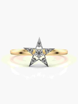 Valanova - Sterling Silver Plated with Yellow Gold and Certified Lab Grown Diamond 0.10Cts Ring