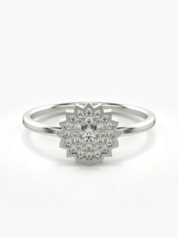 Valanova - Sterling Silver Plated with White Gold and Certified Lab Grown Diamond 0.17Cts Ring