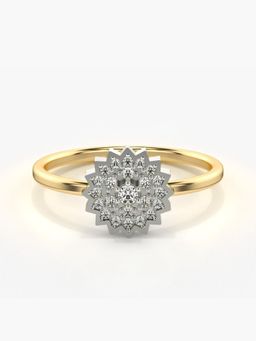 Valanova - Sterling Silver Plated with Yellow Gold and Certified Lab Grown Diamond 0.17Cts Ring