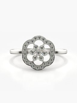 Valanova - Sterling Silver Plated with White Gold and Certified Lab Grown Diamond 0.26Cts Ring