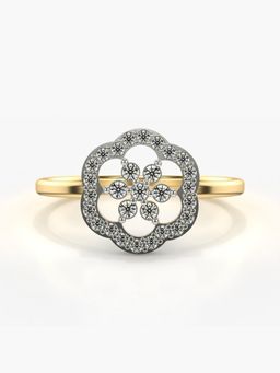 Valanova - Sterling Silver Plated with Yellow Gold and Certified Lab Grown Diamond 0.26Cts Ring