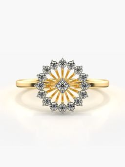 Valanova - Sterling Silver Plated with Yellow Gold and Certified Lab Grown Diamond 0.26Cts Ring