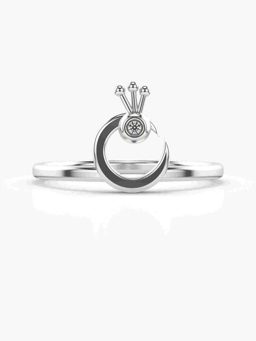 Valanova Sterling Silver Plated with White Gold and Certified Lab Grown Diamond 0.01Cts Ring