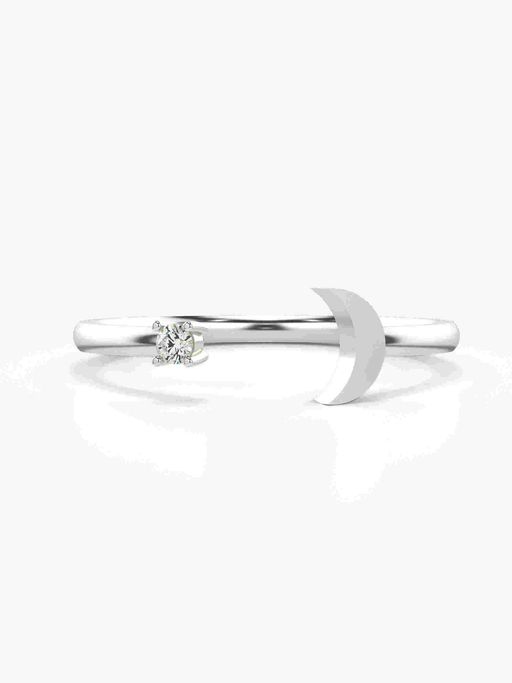 Valanova Sterling Silver Plated with White Gold and Certified Lab Grown Diamond 0.04Cts Ring
