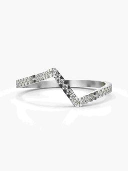 Valanova - Sterling Silver Plated with White Gold and Certified Lab Grown Diamond 0.18Cts Ring