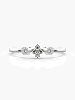 Valanova - Sterling Silver Plated with White Gold and Certified Lab Grown Diamond 0.12Cts Ring