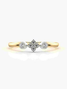 Valanova - Sterling Silver Plated with Yellow Gold and Certified Lab Grown Diamond 0.12Cts Ring