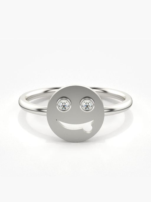 Valanova Sterling Silver Plated with White Gold and Certified Lab Grown Diamond 0.04Cts Ring