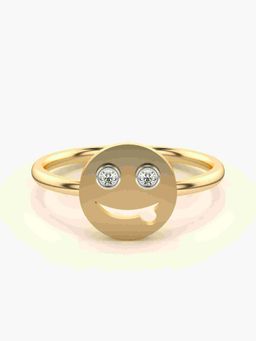 Valanova - Sterling Silver Plated with Yellow Gold and Certified Lab Grown Diamond 0.04Cts Ring