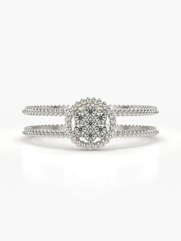 Valanova - Sterling Silver Plated with White Gold and Certified Lab Grown Diamond 0.10Cts Ring