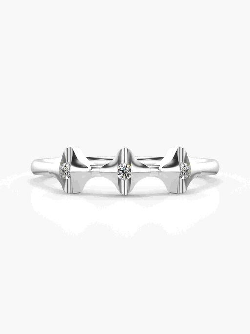 Valanova Sterling Silver Plated with White Gold and Certified Lab Grown Diamond 0.07Cts Ring