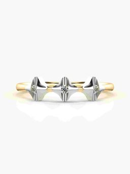 Valanova - Sterling Silver Plated with Yellow Gold and Certified Lab Grown Diamond 0.07Cts Ring