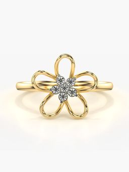 Valanova - Sterling Silver Plated with Yellow Gold and Certified Lab Grown Diamond 0.08Cts Ring