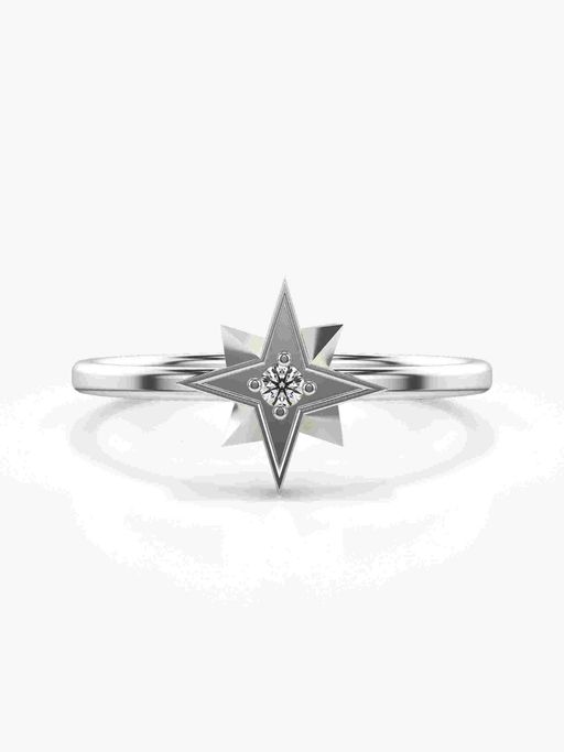 Valanova Sterling Silver Plated with White Gold and Certified Lab Grown Diamond 0.04Cts Ring