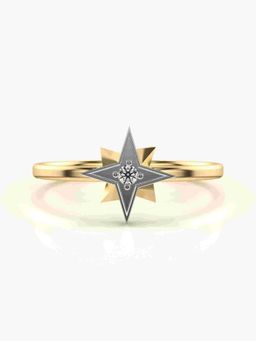 Valanova - Sterling Silver Plated with Yellow Gold and Certified Lab Grown Diamond 0.04Cts Ring