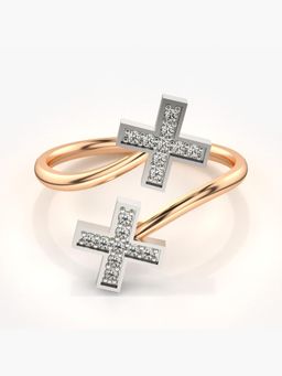 Valanova - Sterling Silver Plated with Rose Gold and Certified Lab Grown Diamond 0.13Cts Ring