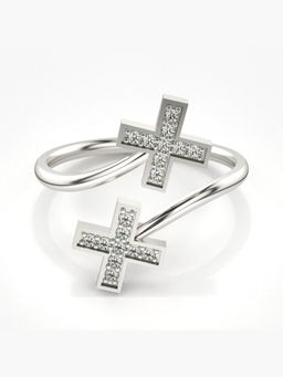 Valanova - Sterling Silver Plated with White Gold and Certified Lab Grown Diamond 0.13Cts Ring