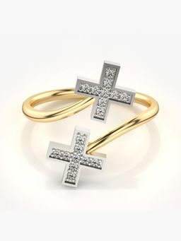 Valanova - Sterling Silver Plated with Yellow Gold and Certified Lab Grown Diamond 0.13Cts Ring