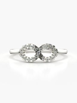 Valanova - Sterling Silver Plated with White Gold and Certified Lab Grown Diamond 0.16Cts Ring