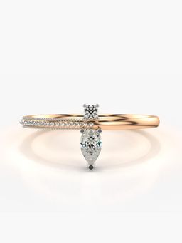 Valanova - Sterling Silver Plated with Rose Gold and Certified Lab Grown Diamond 0.29Cts Ring