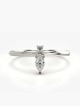 Valanova - Sterling Silver Plated with White Gold and Certified Lab Grown Diamond 0.29Cts Ring