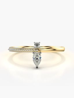 Valanova - Sterling Silver Plated with Yellow Gold and Certified Lab Grown Diamond 0.29Cts Ring