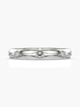Valanova - Sterling Silver Plated with White Gold and Certified Lab Grown Diamond 0.08Cts Ring