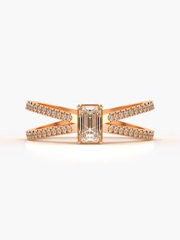 Valanova - Sterling Silver Plated with Rose Gold and Certified Lab Grown Diamond 0.79Cts Ring