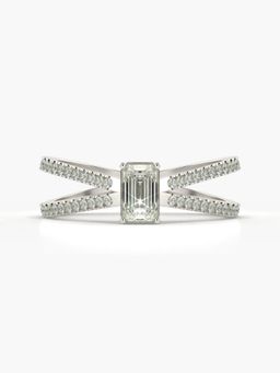 Valanova - Sterling Silver Plated with White Gold and Certified Lab Grown Diamond 0.79Cts Ring