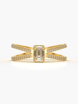 Valanova - Sterling Silver Plated with Yellow Gold and Certified Lab Grown Diamond 0.79Cts Ring