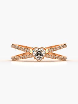 Valanova - Sterling Silver Plated with Rose Gold and Certified Lab Grown Diamond 0.59Cts Ring
