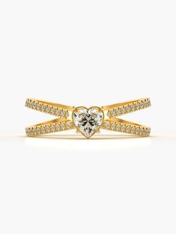 Valanova - Sterling Silver Plated with Yellow Gold and Certified Lab Grown Diamond 0.59Cts Ring