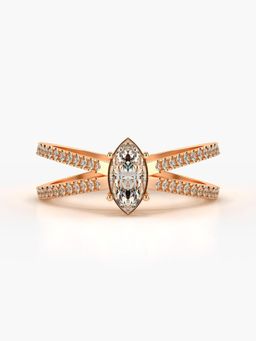 Valanova - Sterling Silver Plated with Rose Gold and Certified Lab Grown Diamond 0.64Cts Ring