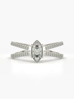 Valanova - Sterling Silver Plated with White Gold and Certified Lab Grown Diamond 0.64Cts Ring