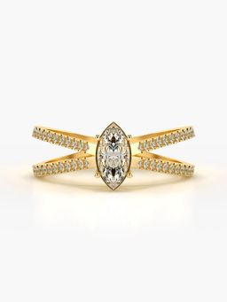 Valanova - Sterling Silver Plated with Yellow Gold and Certified Lab Grown Diamond 0.64Cts Ring