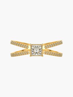 Valanova - Sterling Silver Plated with Yellow Gold and Certified Lab Grown Diamond 0.59Cts Ring