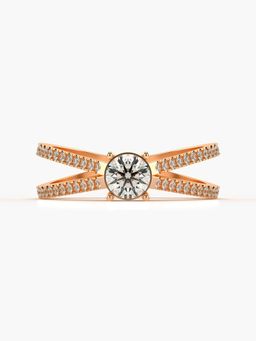 Valanova - Sterling Silver Plated with Rose Gold and Certified Lab Grown Diamond 0.59Cts Ring