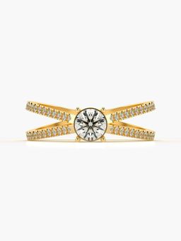 Valanova - Sterling Silver Plated with Yellow Gold and Certified Lab Grown Diamond 0.59Cts Ring
