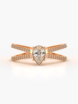 Valanova - Sterling Silver Plated with Rose Gold and Certified Lab Grown Diamond 0.64Cts Ring