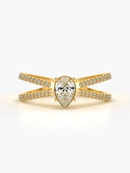 Valanova - Sterling Silver Plated with Yellow Gold and Certified Lab Grown Diamond 0.64Cts Ring