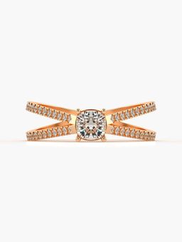 Valanova - Sterling Silver Plated with Rose Gold and Certified Lab Grown Diamond 0.79Cts Ring