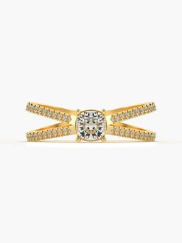 Valanova - Sterling Silver Plated with Yellow Gold and Certified Lab Grown Diamond 0.79Cts Ring