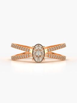 Valanova - Sterling Silver Plated with Rose Gold and Certified Lab Grown Diamond 0.59Cts Ring