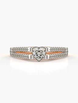 Valanova - Sterling Silver Plated with Rose Gold and Certified Lab Grown Diamond 0.65Cts Ring