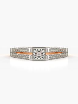 Valanova - Sterling Silver Plated with Rose Gold and Certified Lab Grown Diamond 0.65Cts Ring