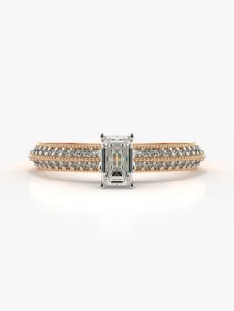 Valanova - Sterling Silver Plated with Rose Gold and Certified Lab Grown Diamond 0.80Cts Ring