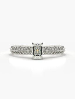 Valanova - Sterling Silver Plated with White Gold and Certified Lab Grown Diamond 0.80Cts Ring