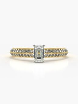Valanova - Sterling Silver Plated with Yellow Gold and Certified Lab Grown Diamond 0.80Cts Ring