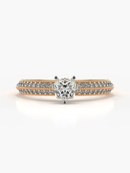 Valanova - Sterling Silver Plated with Rose Gold and Certified Lab Grown Diamond 0.60Cts Ring