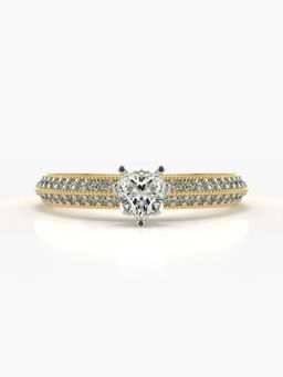 Valanova - Sterling Silver Plated with Yellow Gold and Certified Lab Grown Diamond 0.60Cts Ring